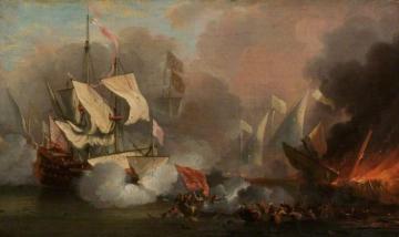 Men O' War In Action Artwork by Willem van der Velde the Elder