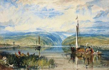 Neuwied and Weise Thurn, with Hoch's Monument on the Rhine, looking towards Andernach Artwork by Joseph Mallord William Turner