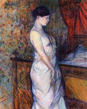 Woman In A Chemise Standing By A Bed Artwork by Henri de Toulouse-Lautrec