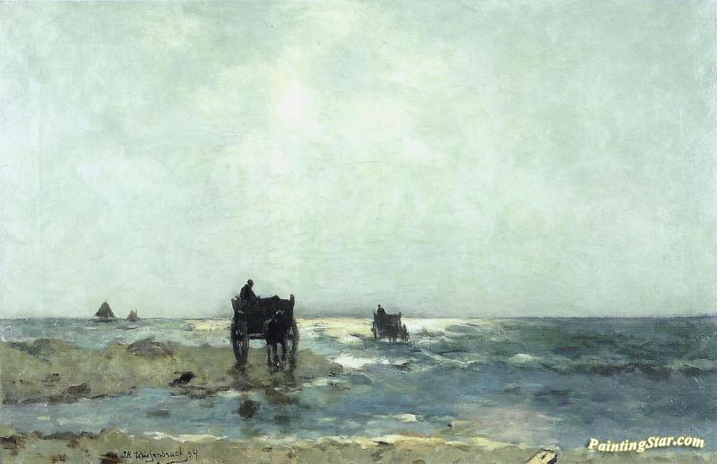 Shellfishers At The Dutch Beach Artwork by Johan Hendrik Weissenbruch