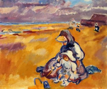 Mother And Child On The Beach Artwork by Louis Valtat