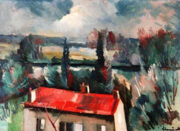 A Red Roof Artwork by Maurice De Vlaminck