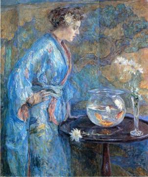 Girl in Blue Kimono Artwork by Robert Lewis Reid