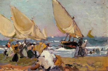 Sailing Vessels On A Breezy Day, Valencia Artwork by Joaquin Sorolla y Bastida