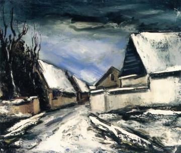 Village Street In The Snow Artwork by Maurice De Vlaminck