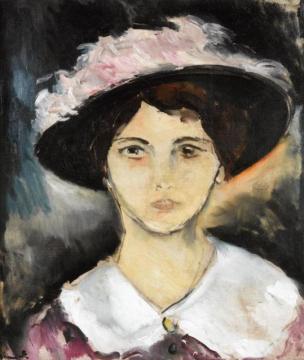Woman In A Pink Hat Artwork by Maurice De Vlaminck