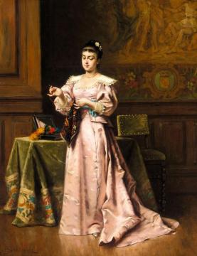 Embroidering A Tapestry Artwork by Wladyslaw Bakalowicz