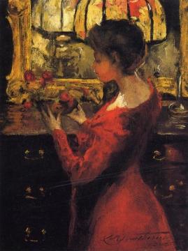Crimson Roses Artwork by Charles W. Hawthorne
