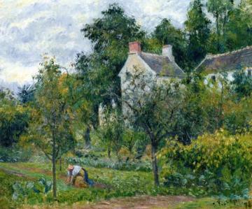 The Rondest Home And Their Garden In L'hermitage, Pontoise Artwork by Camille Pissarro