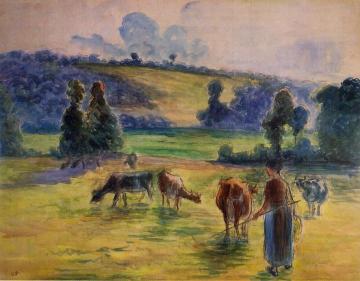 Study for 'Cowherd at Eragny' Artwork by Camille Pissarro