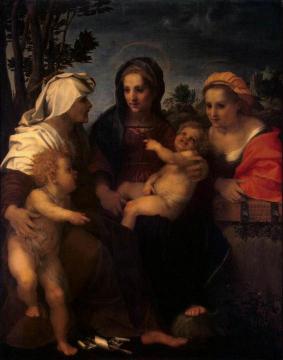 Madonna and Child with Saints Catherine, Elizabeth and John the Baptist Artwork by Andrea del Sarto