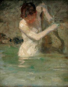 Boy Bathing Artwork by Henry Scott Tuke