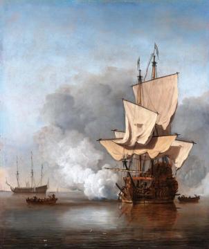 The Cannon Shot Artwork by Willem van de Velde the Younger