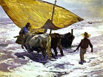 Landing the Boat, Valencia Artwork by Joaquin Sorolla y Bastida