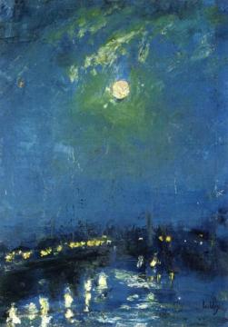 The River Thames, London, Moonlight Artwork by Lesser Ury