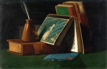 Books And Inkwell Artwork by John Frederick Peto