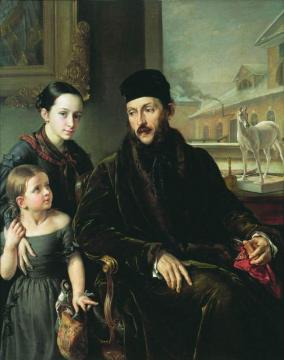 Portrait Of Dmitry Voyekov With His Daughter Varvara And English Governess Artwork by Vasily Tropinin