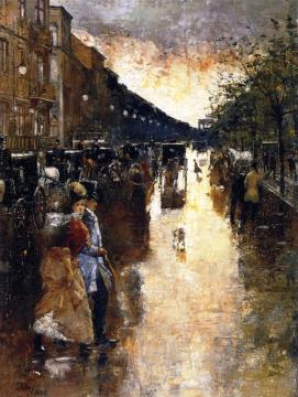 Unter Den Linden After The Rain Artwork by Lesser Ury