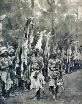 White Deerskin Dance Artwork by Frederic Remington