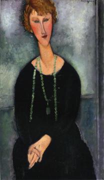 Woman with a Green Necklace Artwork by Amedeo Modigliani
