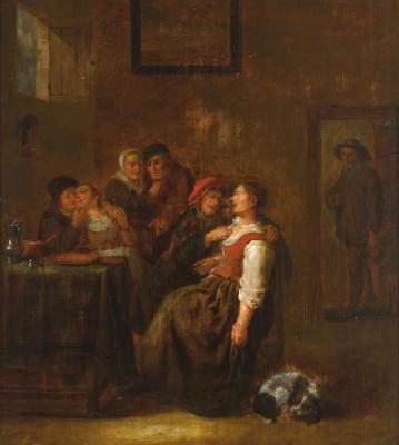 Three Amourous Couples In An Inn Artwork by Jan Miense Molenaer