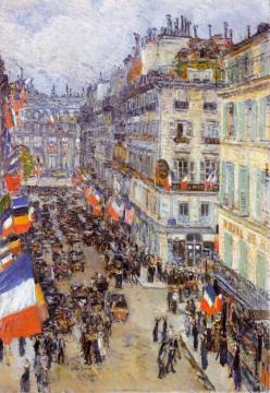 July Fourteenth, Rue Daunou Artwork by Frederick Childe Hassam
