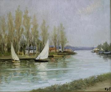 Sailboats On The Seine Artwork by Marcel Dyf