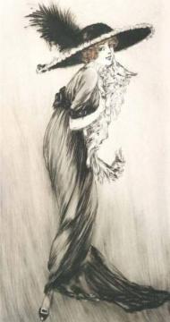 Lady With A Cat Artwork by Louis Icart