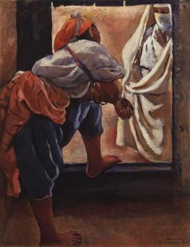 Morocco. Figures in the doorway Artwork by Zinaida Serebriakova