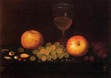 Still Life With Apples, Grapes And Almonds Artwork by William Michael Harnett