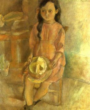 Seated Young Girl Artwork by Jules Pascin