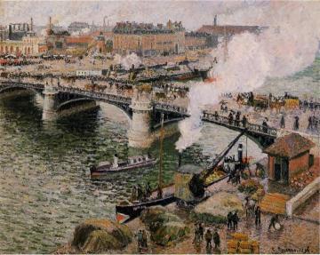 The Pont Boieldieu, Rouen: Damp Weather Artwork by Camille Pissarro