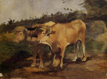 Two Bulls Wearing A Yoke Artwork by Henri de Toulouse-Lautrec