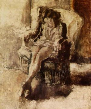 Seated Young Woman Artwork by Jules Pascin