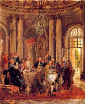 The Round Table Of Frederick Ii At Sanssouci (sketch) Artwork by Adolph von Menzel