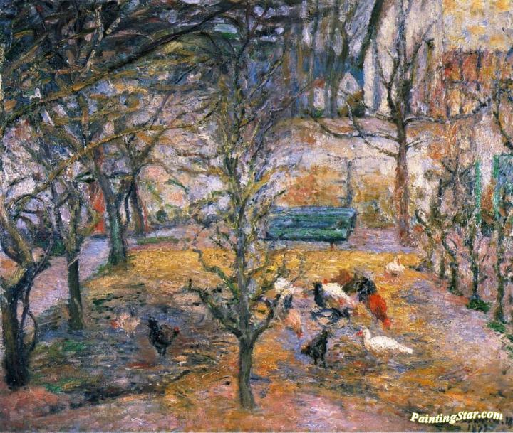 Farmyard at the Maison Rouge, Pontoise Artwork by Camille Pissarro