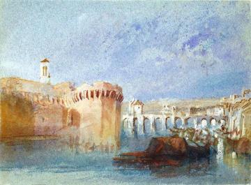 Angers - The Walls of Doutre with the Tower of the Church of La Trinite Artwork by Joseph Mallord William Turner