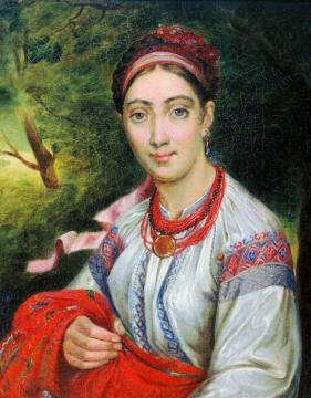 Ukrainian Girl In A Landscape Artwork by Vasily Tropinin