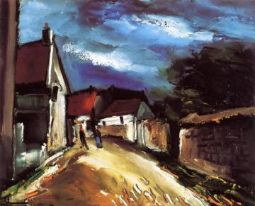 A Couple On A Village Road Artwork by Maurice De Vlaminck