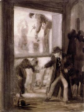 Painters Preparing A Transparent Panel Artwork by Adolph von Menzel