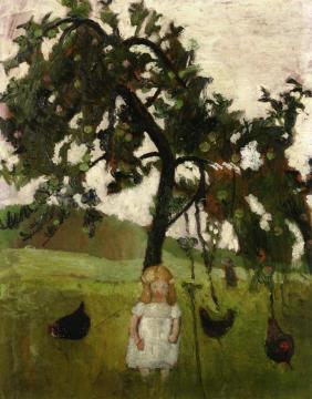Elizabeth with Hens under an Apple Tree Artwork by Paula Modersohn-Becker
