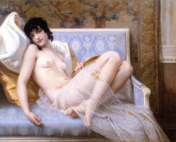 Nude Young Woman On A Sofa Artwork by Guillaume Seignac