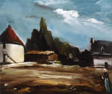 A Farmer In Her Yard Artwork by Maurice De Vlaminck