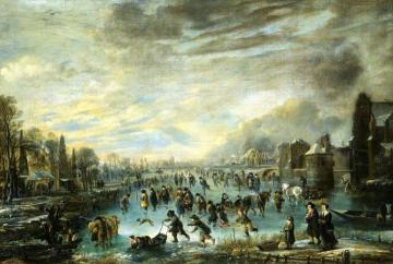 Winter Landscape with Skaters Artwork by Aert van der Neer