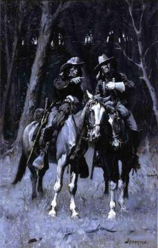 Cheyenne Scouts Patrolling the Big Timber of the North Canadian, Oklahoma Artwork by Frederic Remington