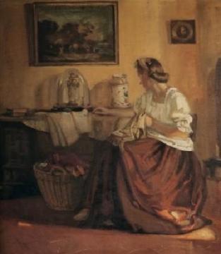 Mujer Bordando Artwork by Salvador Tuset Tuset