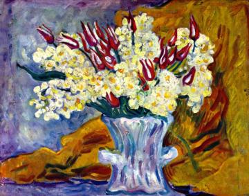 Tulips And Narcussus Artwork by Louis Valtat