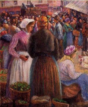 Market at Pontoise Artwork by Camille Pissarro