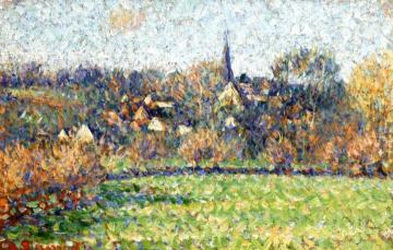 View of the Village of Bazincourt Artwork by Camille Pissarro