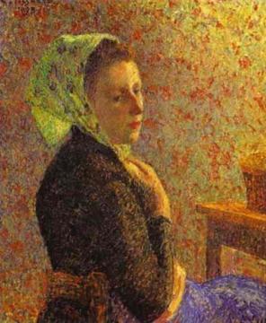 Woman with a Green Scarf Artwork by Camille Pissarro